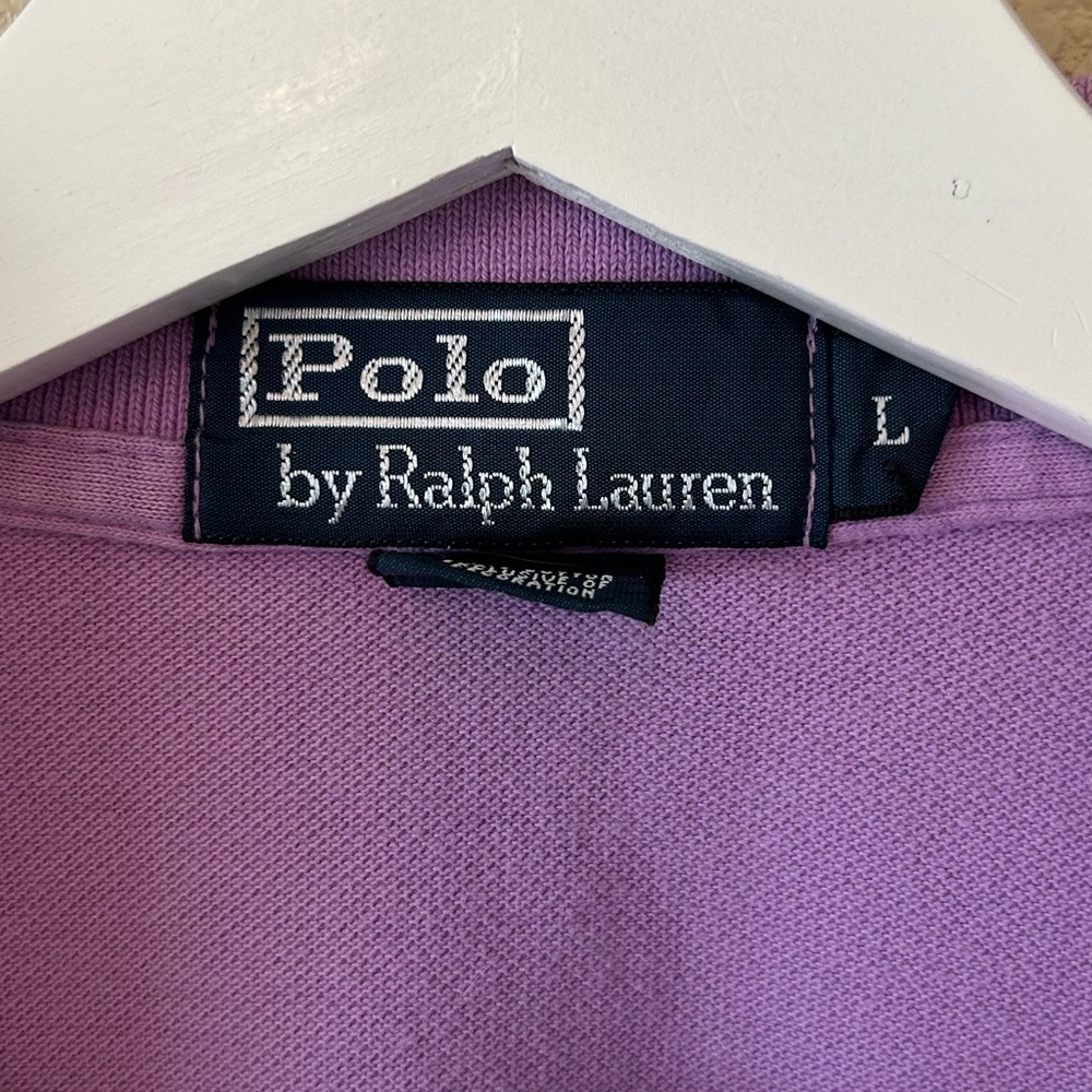Ralph Lauren Lavender Short-Sleeve Polo Shirt Green Logo Size L - Picture 4 of 6
